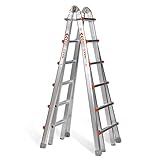 WAKÜ Teleskopleiter 4x6 Sprossen Art.-Nr. 103 - Aluminium Leiter - Made in Germany - Mehrzweckleiter höhenverstellbar - klein im Transport - erleichtert die Arbeit
