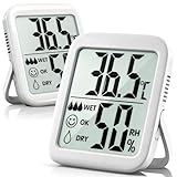 Antonki 2 Stück Thermometer Hygrometer Innen Raumthermometer, Digital Temperatur und luftfeuchtigkeitsmesser innen für Gewächshaus, Wohnzimmer, Babyzimmer, Weinkeller- Inklusive Batterie