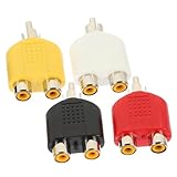 MUELODSIC 4 Stück Teiliges RCA Y Adapter aus Zinklegierung und Abs Dual Cinch Buchse Single Male Stecker Audio Video Kabelkonverter für Heimkino und Tv Stabile Verbindung Vielseitig