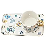 ULTECHNOVO 1Satz Keramik Kaffeetasse Mit Untertasse Milchbecher Mit Verbrühungshemmendem Griff Stilvolle Teetasse Für Zuhause Und Büro Langlebig Und Leicht Zu Reinigen Design