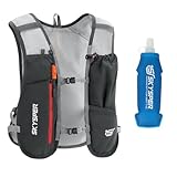 SKYSPER Laufweste Ultraleichter 5L, Trinkrucksack mit weichen Flaschen 500ml Laufrucksack Herren Damen für Wandern Marathon Trailrunning