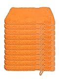 Julie Julsen 10er Pack Waschlappen 29 Farben erhältlich weich und saugstark 500gsm Öko Tex Orange 15 x 21 cm B-Ware