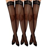 Utensilsto 3er-Pack Halterlose Strümpfe Damen-Strumpfhosen Netz mit Spitze | Elastische Oberschenkel Seidenstrümpfe Rutschfest Atmungsaktiv für Alltag oder Abend