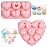 PHOGARY 2 Stück Valentinstag Pralinenform Silikon, Silikonform Herz Schokoladenformen, Herz Eiswürfelform, Silikonformen Backen(Enthält 16 verschiedene Herzen in Form)