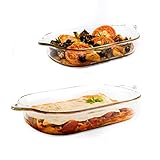 2er Set Lock & Lock Boroseal Auflaufformen, rechteckig aus Borosilikatglas, 2,9 & 4,5 Liter - Lasagneform mikrowellengeeignet, Glaskochgeschirr