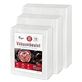 Fitge Vakuumierbeutel 170µm 15x25cm+20x30cm +30x40cm 150 Beutel für alle Vakuumiergeräte Vakuumbeutel für Lebensmittel BPA-frei stark & reißfest Profi Vakuumierfolie Sous Vide Gefrierbeutel