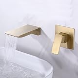 Gebürstetes Gold Badezimmer Waschtischarmatur - Wasserfall Badewannenarmatur Einhebel 2-Loch Wandarmaturen für moderne Badezimmer Stilvolle Spültischarmatur mit elegantem Design