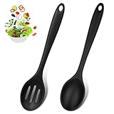2 StückSilikon Kochlöffel Set, Kochlöffel Silikon Set, Hitzebeständige Antihaft Silikon LöffelSilikon Rührlöffel Schlitzöffel, Silikonlöffel, Küchenlöffel Spatel Set Küchenhelfer Set