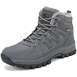 FLARUT Herren Winterstiefel Warm Gefüttert Wanderstiefel Schneestiefel Trekking Stiefel Schuhe Winterschuhe Wanderschuhe Schneeschuhe Outdoor(Grau,44)