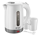 Russell Hobbs 23840-70 Travel Wasserkocher, 0,85l, 1000W, weltweite Spannungsanpassung, inkl. 2 Tassen & 2 Te Reisewasserkocher, Kunststoff, Weiß