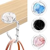 Zikenis Taschenhalter für Tisch, 4 X Tisch Handtaschenhalter Haken, Faltbare Antirutsch Taschenhaken Halterung, für Handtaschen In Der Schreibtisch, Restaurant, Marmorierung Taschenhaken Set