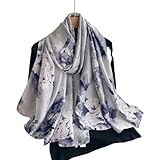 GHUUUJKI Wintermütze Schal Handschuh-Sets Frauen Schals Schals Frühlings- Und Sommerdruckschalttemperament Lange Wickel Dünn Für Reisen Warme Nackensonne-10