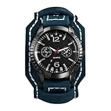 OIDEA Herren-Armbanduhr, Lederarmband: Armbanduhr, großes Zifferblatt, Steampunk und Rock, analog, Quarz, mit drei dekorativen Zifferblättern, leicht zu lesen – Geschenk für Herren, Geburtstag