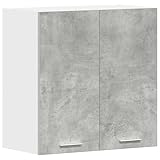 vidaXL Hängeschrank 2 Regalböden Küche Schrank Einbauküche Küchenzeile Küchenmöbel Oberschrank Küchenschrank Betongrau 60x31x60cm Holzwerkstoff