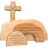 Ostern Auferstehung Szene Ornamente Jesus Krippe Dekorationen Osterszene hölzerndeko Tischdeko Set Resurrection -Szene Holzornamente für den Heimtisch Dekoration Christian Figur
