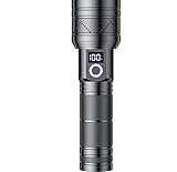Maxesla Taschenlampe LED Aufladbar, XPH90 23000 Taschenlampen mit Digitalanzeige,IP65 Wasserdicht LED Taschenlampe Extrem Hell, 5 Lichtmodi für Camping Wandern Notfälle