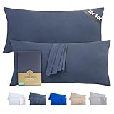 Terra Beds Kissenbezug 40 x 80 (Set mit 2) - 100% Baumwolle Jersey 160 g/m², Oeko-Tex Zertifiziert - Kopfkissenbezug 40x80 für kissen 40x80 mit Reißverschluss, weich und atmungsaktiv -(Anthrazit Grau)