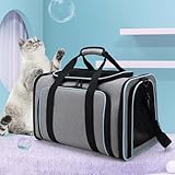 Transportbox Hund Katze Transporttasche 46x28x29cm Erweiterbar Katzenbox für Reise & Auto Flugzeug Faltbar Hundetransportbox Zusammenklappbare Transporttasche Katze Transport