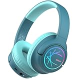 iClever Bluetooth kopfhörer Kinder mit LED-Leuchten, 74/85dBA Lautstärkebegrenzung, 43 Stunden Spielzeit, Stereo-Sound, Typ-C, AUX-Kabel, Bluetooth5.3 Kinderkopfhörer für Tablet/Reisen