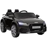 HOMCOM Kinder Elektroauto 12V Kinderauto mit 2,4G Fernbedienung, Musik, Elektrofahrzeug mit Leuchte, USB/MP3-Anschluss, Rückwärtsfunktion, bis 3 km/h, für Kinder 3-5 Jahre, Schwarz