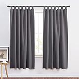 PONY DANCE Verdunklungsvorhänge Schlaufenschal 2er Set - Vorhänge Grau H 175 x B 140 cm Schlaufengardinen Blickdicht Thermovorhänge Wohnzimmer Modern Vorhang Grau Blickdicht