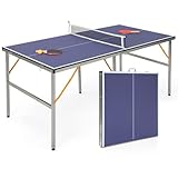 COSTWAY Mini Tischtennisplatte klappbar, Tischtennistisch mit Netz, 2 Schlägern & 3 Bällen, Ping Pong Tisch wetterfest für Indoor & Outdoor, 180 x 90 x 76 cm