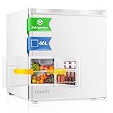 FOHERE Mini Kühlschrank 46L mit Eisfach | Getränkekühlschrank | Temperaturregelung, Energiesparend, Leise | Kühlschrank Klein Ideal für Küche, Büro, Schlafzimmer | Wechselbarer Türanschlag | Weiß
