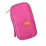 P.travel Reisepass Tasche Reisepasshülle -RFID Blocker Schutzhülle, Familienreise Brieftasche Pass Hülle Passport Ausweistasche Dokumente Organizer für Damen/Herren-Rosenrot