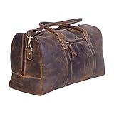 KomalC Reisetasche aus Leder für Damen und Herren, Vollnarbenleder, Übernachtung, Wochenende, Ledertaschen, Sport, Fitnessstudio
