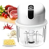 SPORWAY Zwiebelschneider Elektrisch Gemüseschneider: Zwiebel Zerkleinerer Multizerkleinerer Knoblauchpresse, USB Wiederaufladbare Mini Chopper für Fleisch, Zwiebeln, Knoblauch (100ML & 250ML & 350ML)