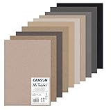 Canson Mi-Teintes, Farbiges Zeichenpapier, 160gsm, 98lb, Bogen, A3-29,7x42cm, Packung, 10 Bögen C31032S083 bunt DIN A3