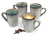 Sänger | Kaffeebecher Set Capri aus Steingut, 4-teiliges Kaffeetassen Set, Modernes und Einzigartiges Design | 300 ml