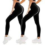 SINOPHANT 2er Pack Leggings Damen High Waist - Sportleggins Elastisch Yogahose Blickdicht Fitness Gym Yoga(2 Schwarz/Schwarz,XXL)
