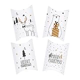 20 Stück Weihnachten Geschenkbox, Keksschachtel Pralinenschachtel Schachtel Klein für Weihnachten Geschenk Weihnachtsdeko mit Aufkleber