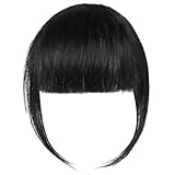 LOPHE Pony Haarteil, Echthaar Fringe Natürlicher Schwarz, One Piece Human Hair Natürliche Bangs für Frauen, Air Bangs mit Clip