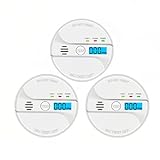 Lancoon 3 Packungen CO-Alarm Feuermelder Fotoelektrischem Sensor Batteriebetrieben CO-Melder für Zuhause Digitaler Bildschirm Warnung Bei Niedrigem Batteriestand LED-Anzeige Test-Still-Taste Tragbar