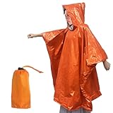 Notfall Regenponcho Wasserdicht Warmhaltende Regenjacke für Herren Damen, Regencape Regenschutz Rain Poncho Wiederverwendbarer mit Kapuze für Camping, Wandern, Reisen, Einheitsgröße