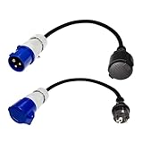Afeld Elektro 2X CEE Adapter CEE-Stecker auf Schuko-Kupplung Schuko-Stecker auf CEE-Steckdose 230V 16A für Camping & Wohnmobil