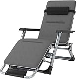 Klassische Loungesessel, Sonnenliege, Outdoor, Zero Gravity Stühle, Terrasse, Liegestuhl für Strand, Garten, Camping, Klappsessel, Unterstützung 200 kg, Sonnenliege (mit Kissen)