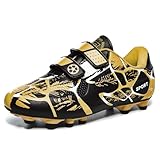 Woflebel Fussballschuhe 31 Fußballschuhe Jungen Kunstrasen Kinder Mädchen rutschfest Trainingsschuhe Outdoor Soccer Schuhe Schwarz Gold