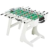 MUWO Mondial Faltbarer Fußball Tischkicker 3 Bälle inklusive. Klappbarer Indoor-Kickertisch, kompakt und leicht verstaubar. Tischfußball für Erwachsene und Kinder, in 2 Farben, 14 kg (Weiß)