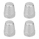 Gosknor 4stk Fingerhüte aus Metall zum Nähen, Fingerhüte mit Fingerkuppenschutz aus Metall Fingerschutz-Fingerhüte für Handstickerei Quilten Zubehör Nähen Stricken Heimwerkerwerkzeuge (Silber)