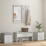 Fangmaliuyun Garderoben-Set Betongrau 80x30,5x40 cm: Garderobe, Spiegel, Pflanzgefäß, Schubladenbox, Flurmöbel