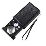 Lupe, faltbar, 30 x 60 x, mit UV- und LED-beleuchtetem UV-Licht für Münzen, Diamanten, Edelsteine, Schmuck und Briefmarken, Lupenbrille, 1 Stück, ohne Batterie