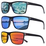 Risipu 3 Pack polarisierte Sonnenbrillen Männer, Herren Sonnenbrille polarisiert UV-Schutz leichte Sonnenbrillen für Autofahren Angeln Golf (A - 245)