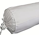 SAHARBEDDINGS 2 Stück Nackenrollen-Kissenbezug mit Baumwoll-Kissenbezügen für zylindrische Kissen und Kordelzug-Verschluss, Rundhalsausschnitt, Grau, 15 x 60 cm
