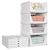 SNSLXH 5 Pack Stapelbar Schrank Kleiderschrank Organizer, Multifunktionale & Faltbare Schrank Organizer für Bad Küche Kleiderschrank Lagerung, Platzsparende Schrank Schublade aufbewahrungsbox, Weiß