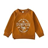 Generisch 2025 Kleinkind Baby Halloween Outfit Junge Mädchen Sweatshirt Rundhalspullover Pullover Langarmshirt Herbstkleidung Kinder Hemd Jungen Kurzarm (Brown, 3-4 Years)