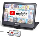 GOnavidio 17,9'' Tragbarer DVD Player mit 15,6 Zoll Bildschirm, 6 Stunden wiederaufladbarer Akku, Kinder TV unterstützt HDMI-Eingang, letzter Speicher, Regionsfrei, USB/TF-Karte