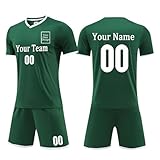 Trikot Personalisiert Kinder Erwachsene Fußball Trikot Selber Gestalten Fußballtrikot mit Name/Nummer Bedrucken Lassen Sport Shirt Herren Jungen Torwarttrikot Custom Fussball Trikots Armee Grün 4XL